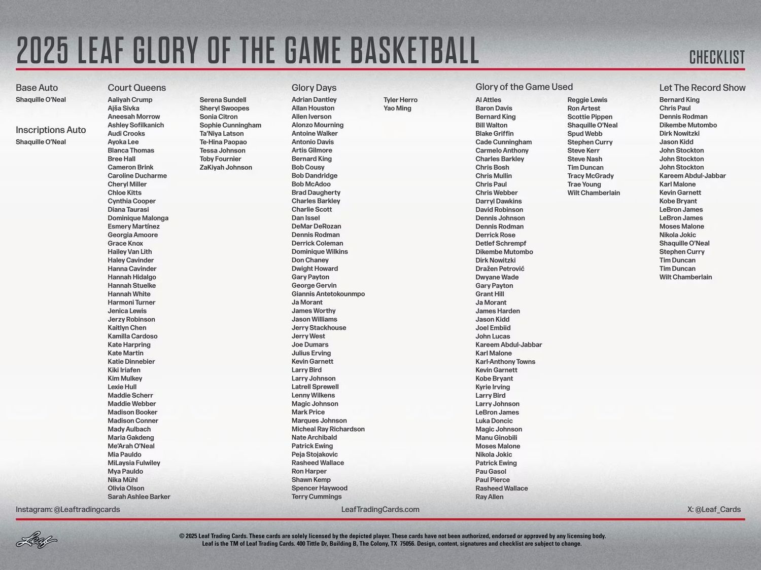2025 Leaf Glory of the Game Basketball Hobby Box (Coming soon)