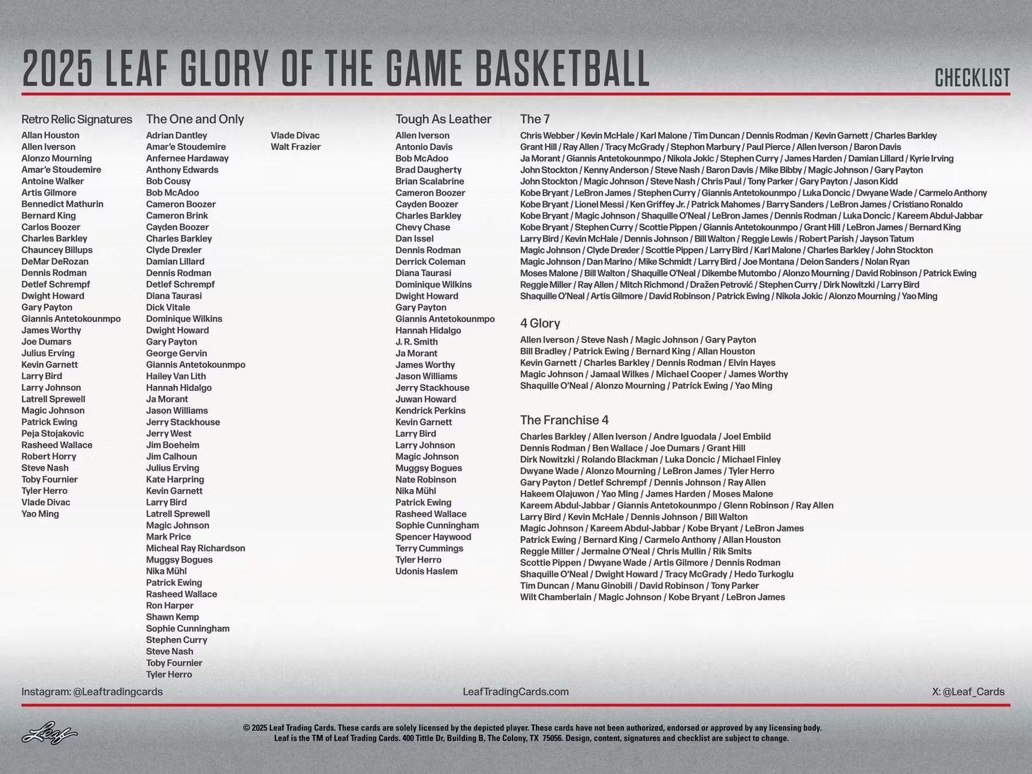 2025 Leaf Glory of the Game Basketball Hobby Box (Coming soon)