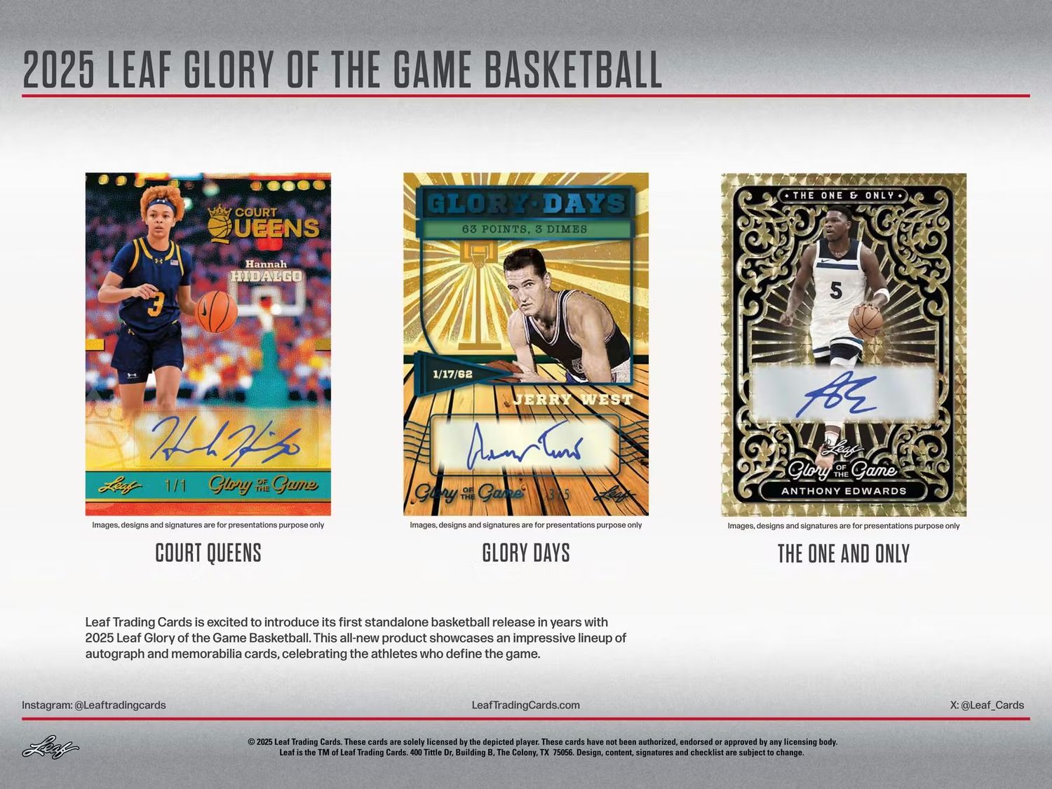 2025 Leaf Glory of the Game Basketball Hobby Box (Coming soon)