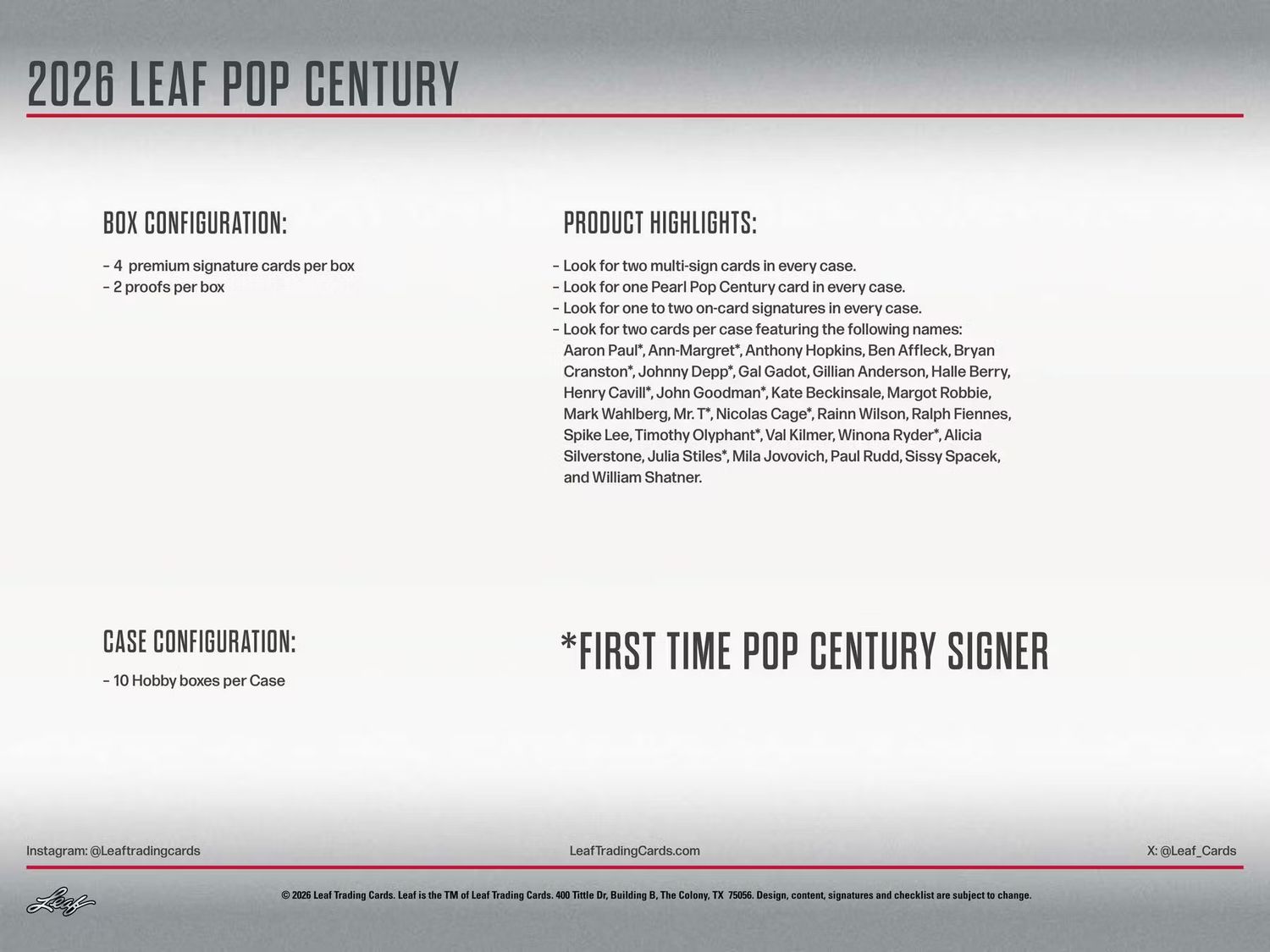 2026 Leaf Metal Pop Century Hobby Box (Coming soon)