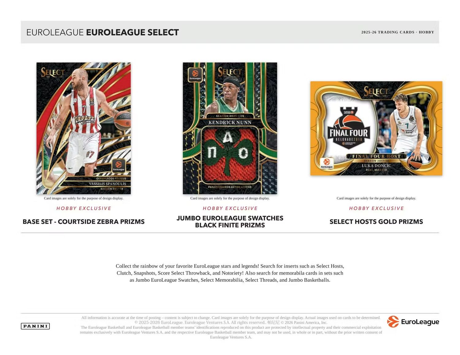 2025/26 Panini Select EuroLeague Basketball Hobby Box (Coming soon)
