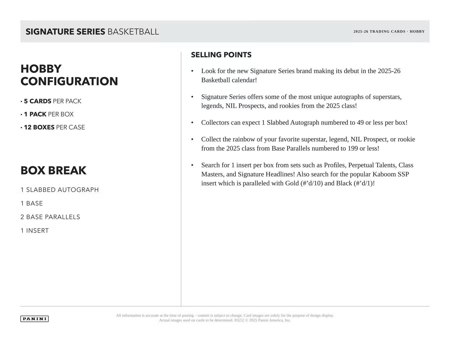 2025/26 Panini Signature Series Basketball Hobby Box