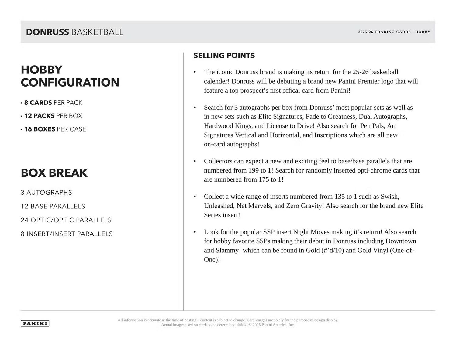2025/26 Panini Donruss Basketball Hobby Box (Coming soon)
