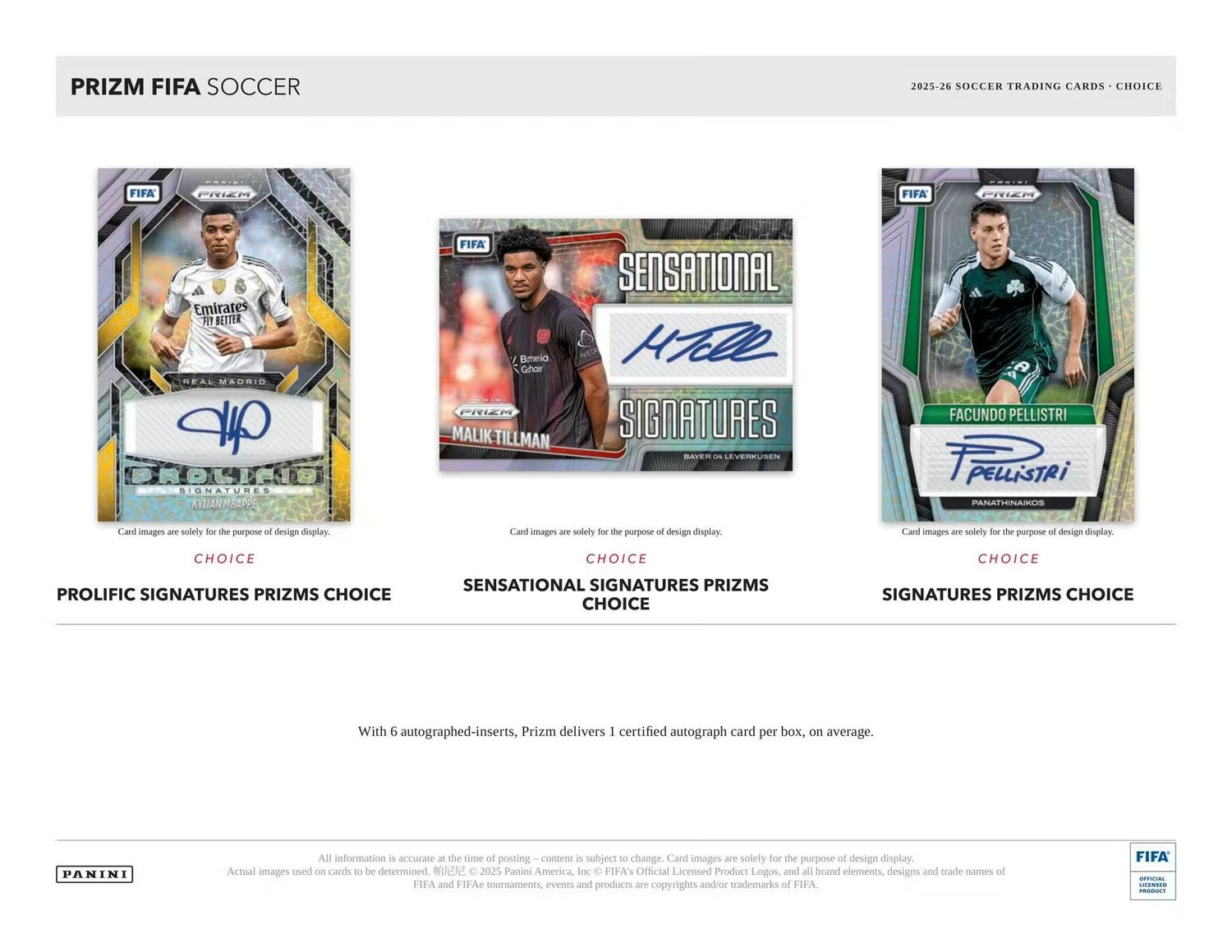 2025/26 Panini Prizm FIFA Soccer Choice 20-Box Case