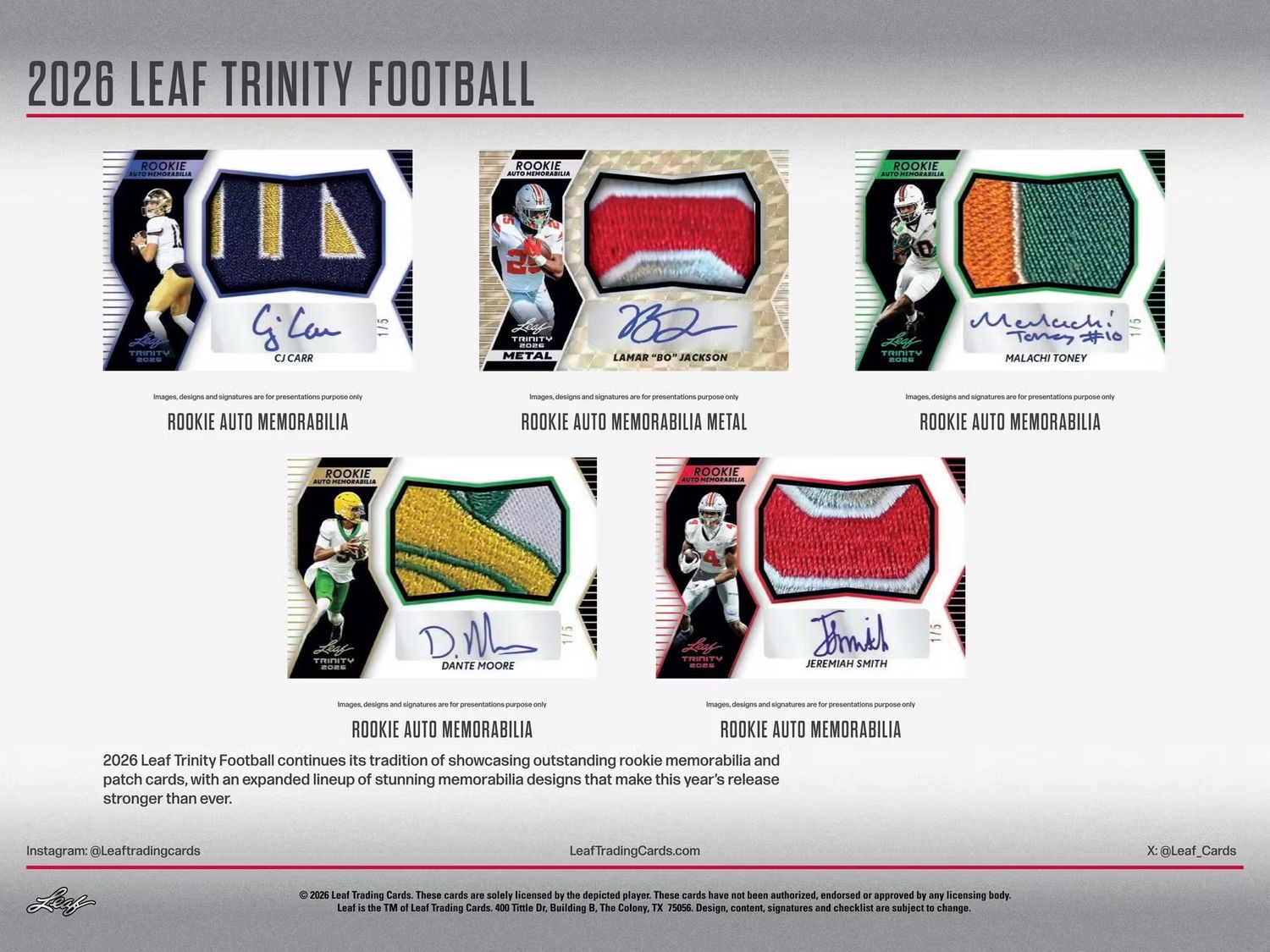 2026 Leaf Trinity Football Hobby Box (Coming soon)