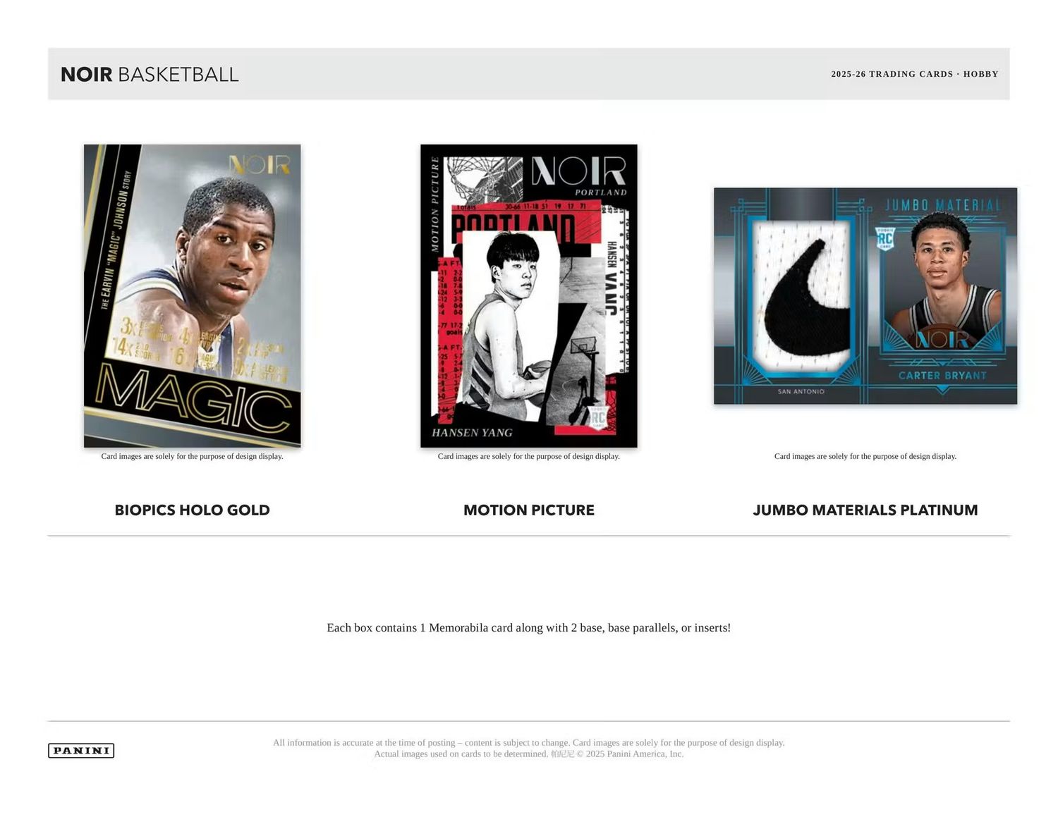 2025/26 Panini Noir Basketball Hobby Box (coming soon)