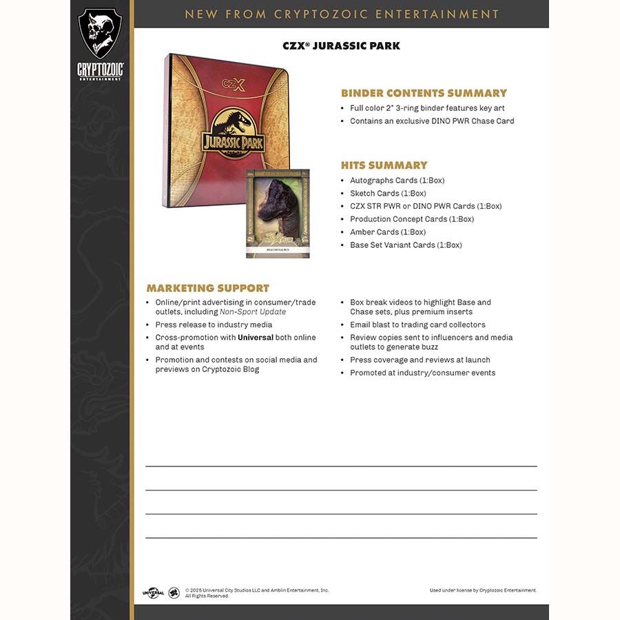 Cryptozoic CZX Jurassic Park Album