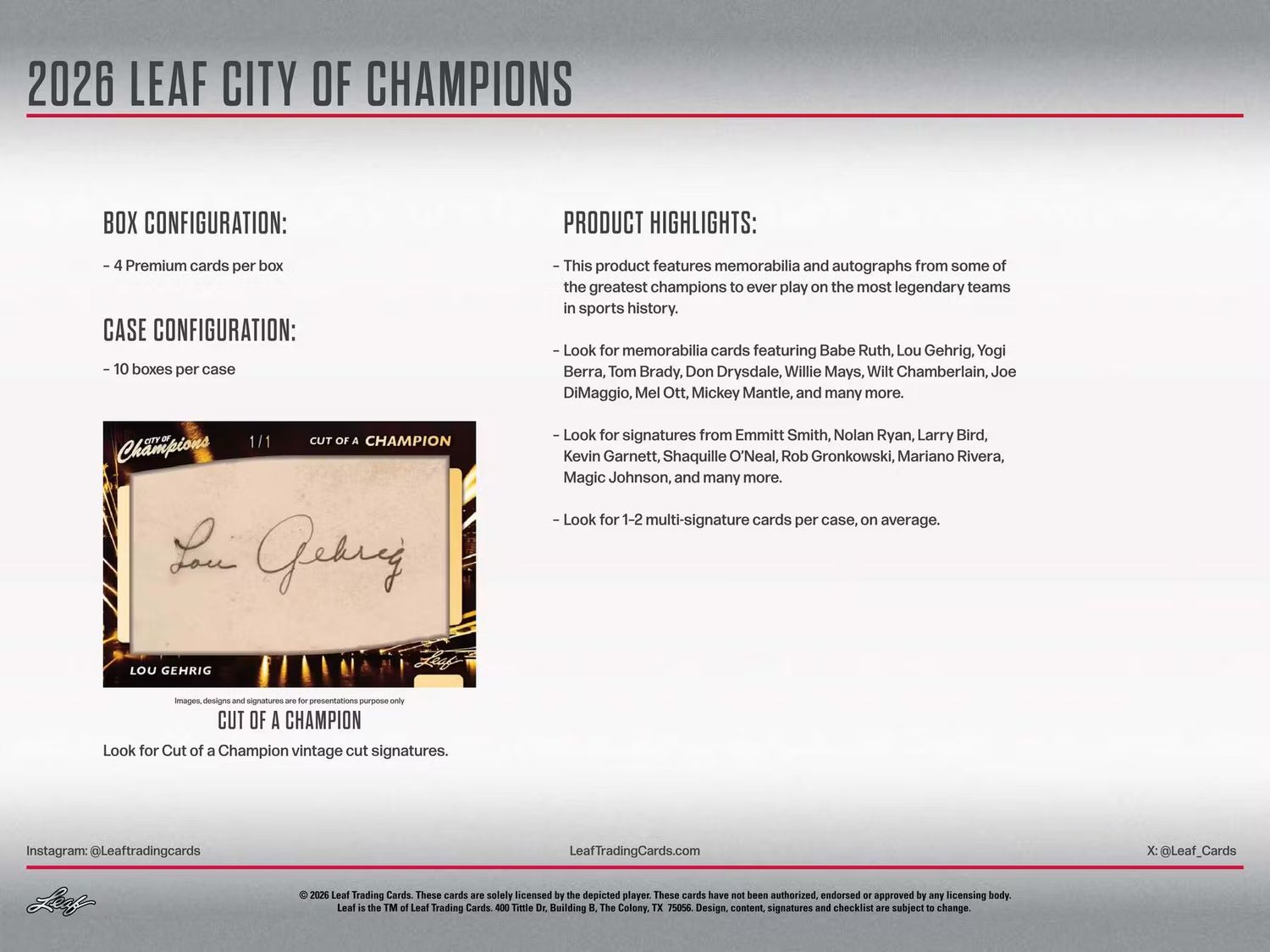 2026 Leaf City of Champions Hobby Box (Coming soon)