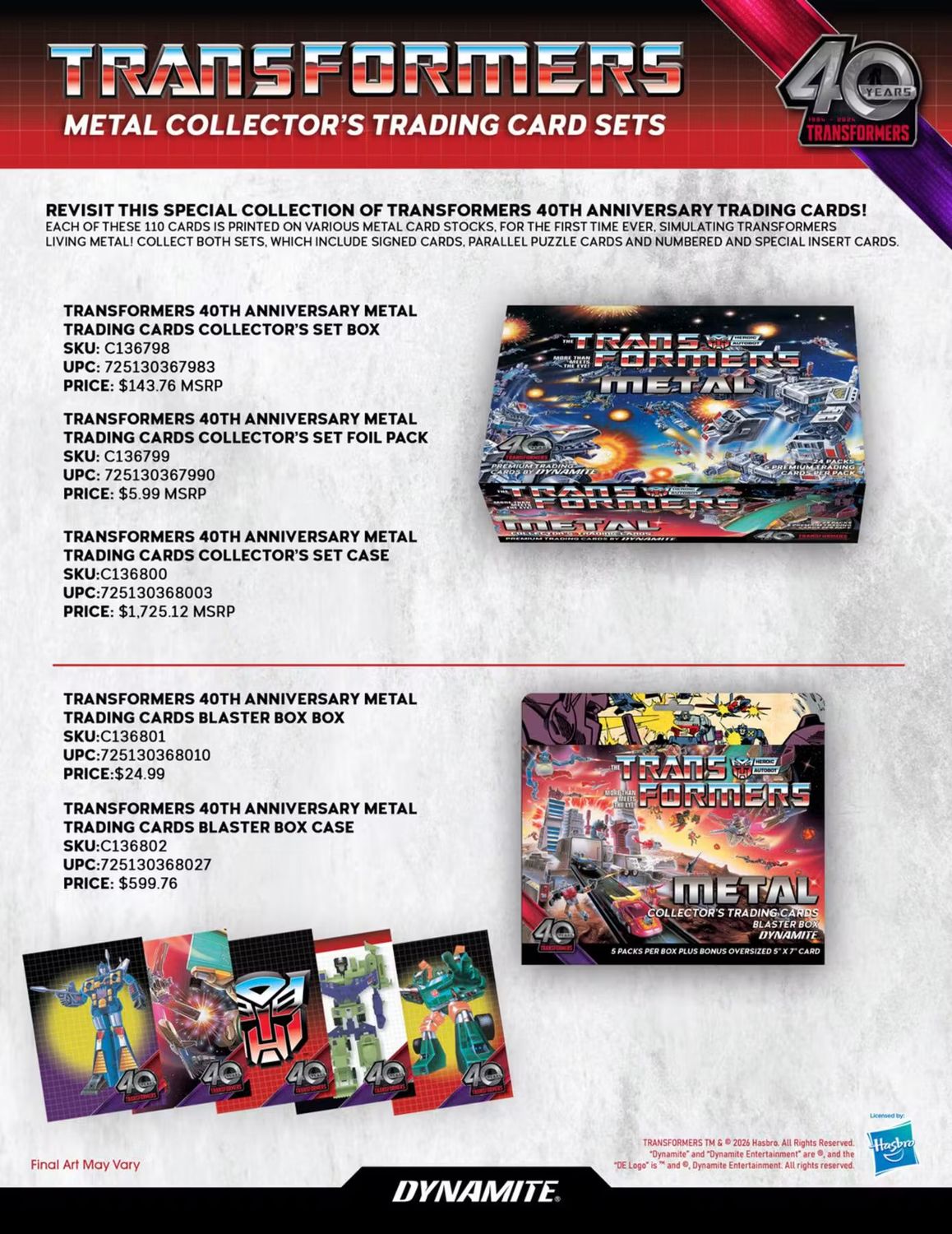 2026 Dynamite Transformers Metal Collector Box (coming soon)