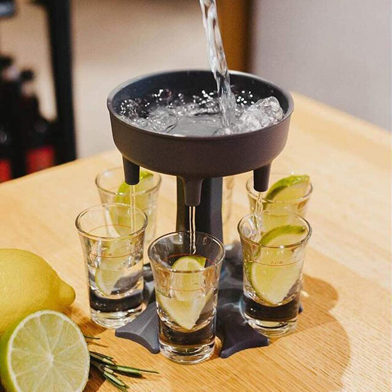 6 Shot Glass Dispenser and Holder/Carrier Caddy Liquor Dispenser