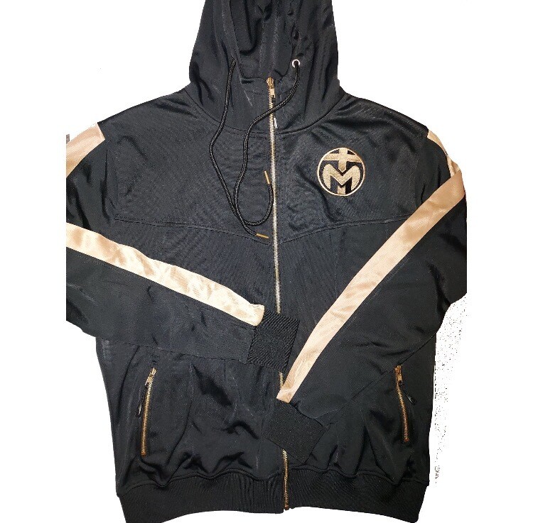 Black With Gold Stripes Trinda Polyester Tracksuit