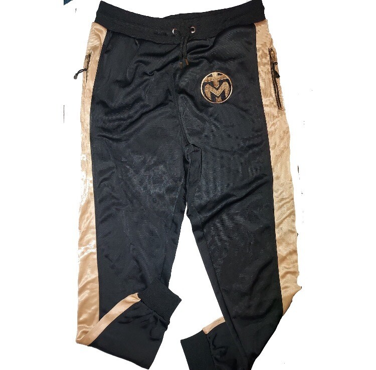 Black With Gold Stripes Trinda Polyester Tracksuit
