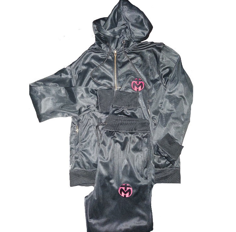 Black Trinda Polyester Tracksuit