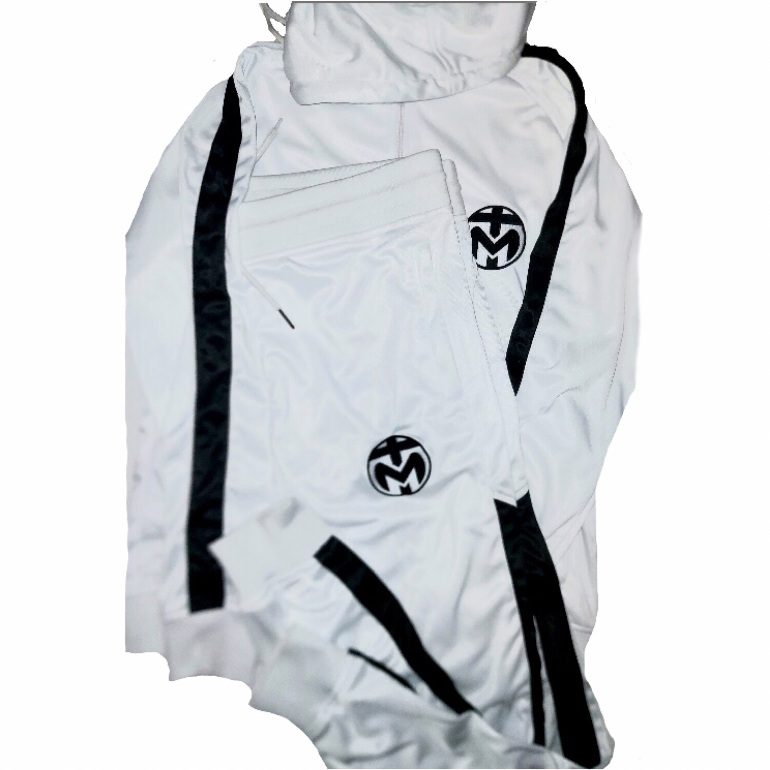 White With Black Stripes Trinda Polyester Tracksuit