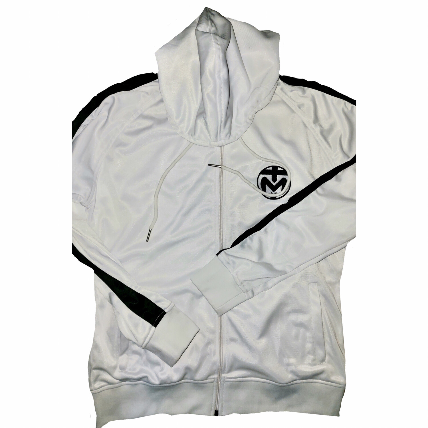 White With Black Stripes Trinda Polyester Tracksuit
