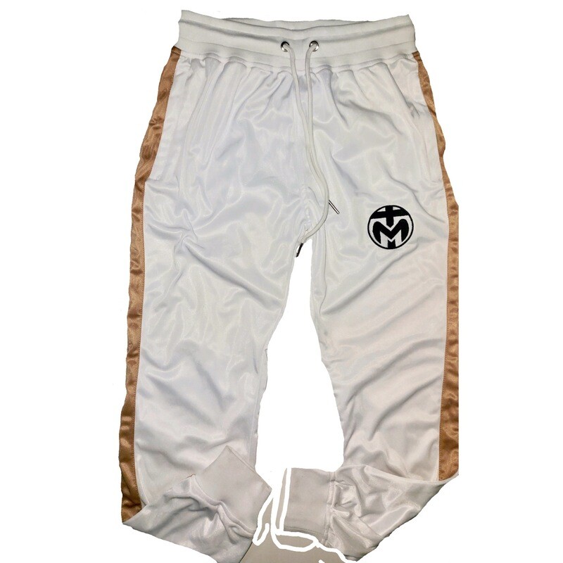 White With Gold Stripe Trinda Polyester Bottoms