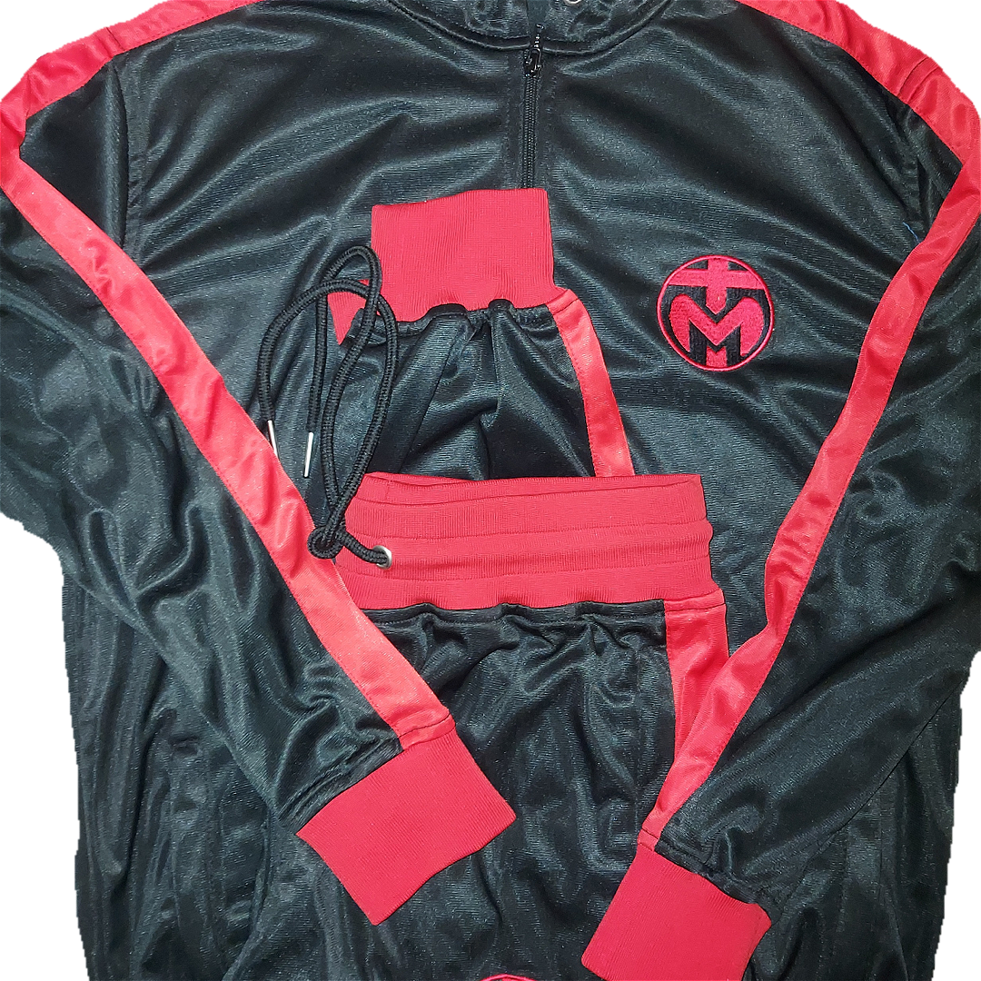 Black And Red Trinda Polyester Tracksuit