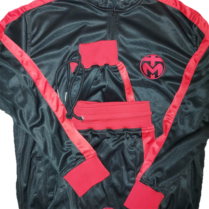 Black And Red Trinda Polyester Tracksuit