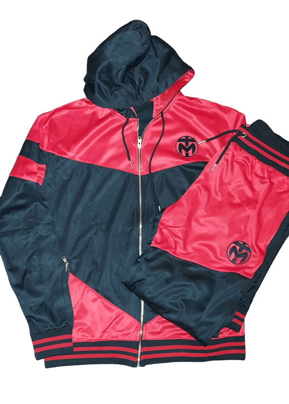 Red and Black Trinda Polyester Tracksuit