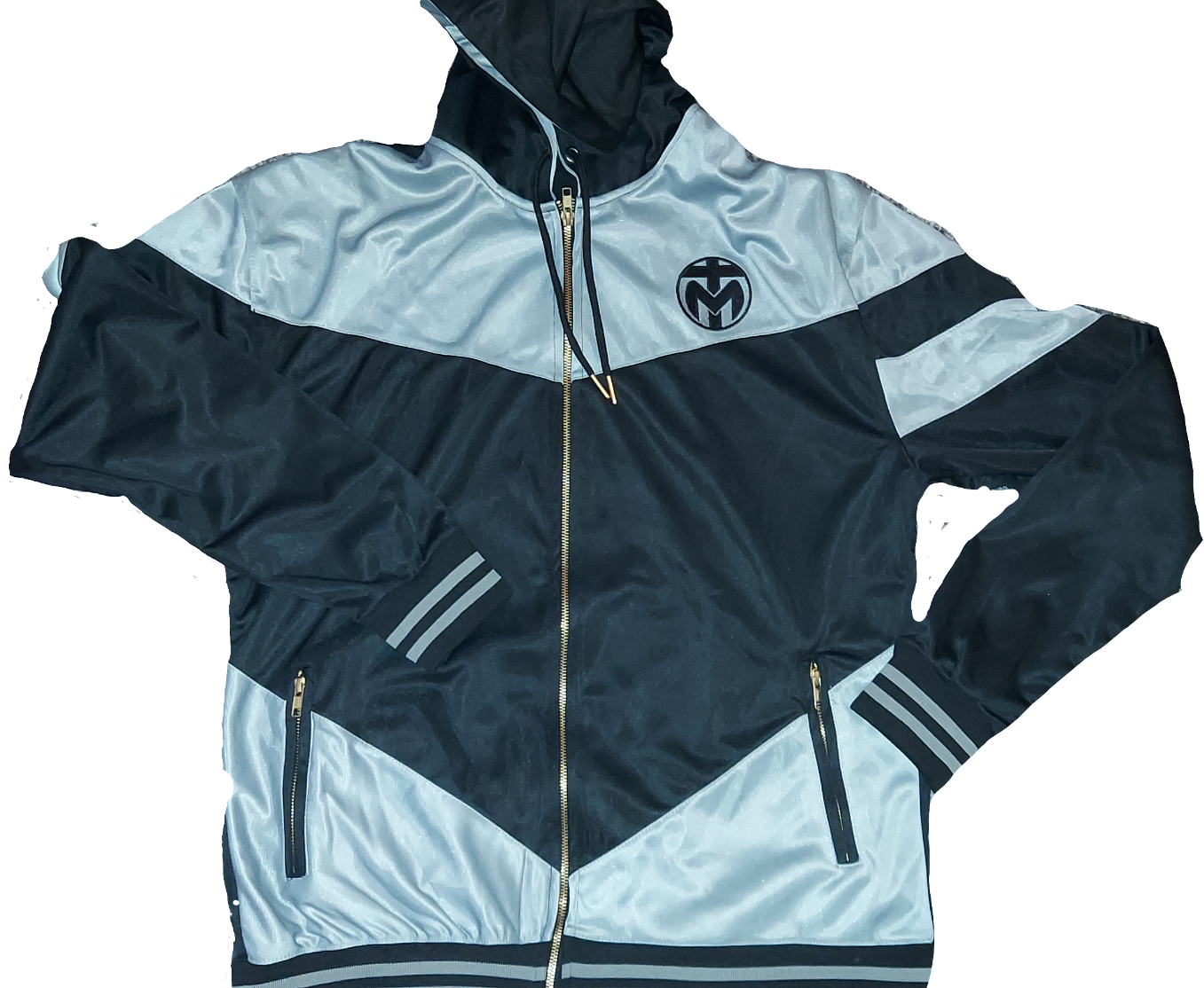 Silver and Black Trinda Polyester Tracksuit