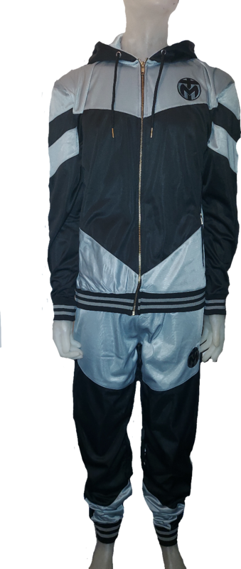 Silver and Black Trinda Polyester Tracksuit