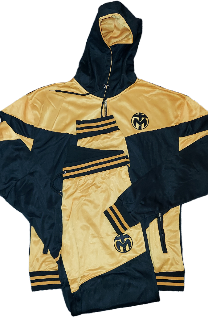 Yellow and Black Trinda Polyester Tracksuit