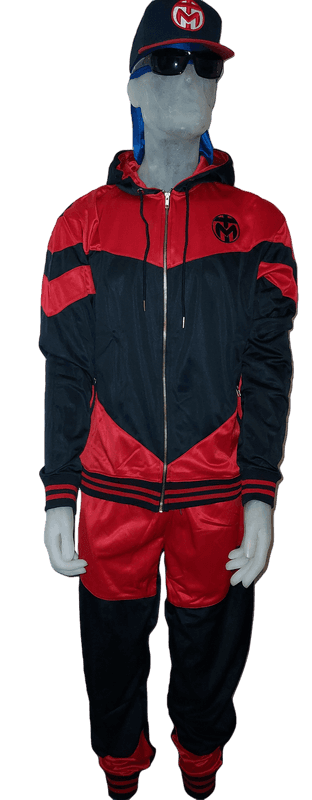 Red and Black Trinda Polyester Tracksuit