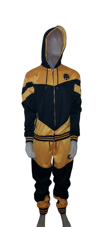Yellow and Black Trinda Polyester Tracksuit