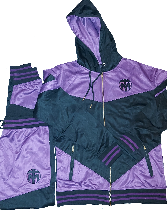 Purple and Black Trinda Polyester Tracksuit