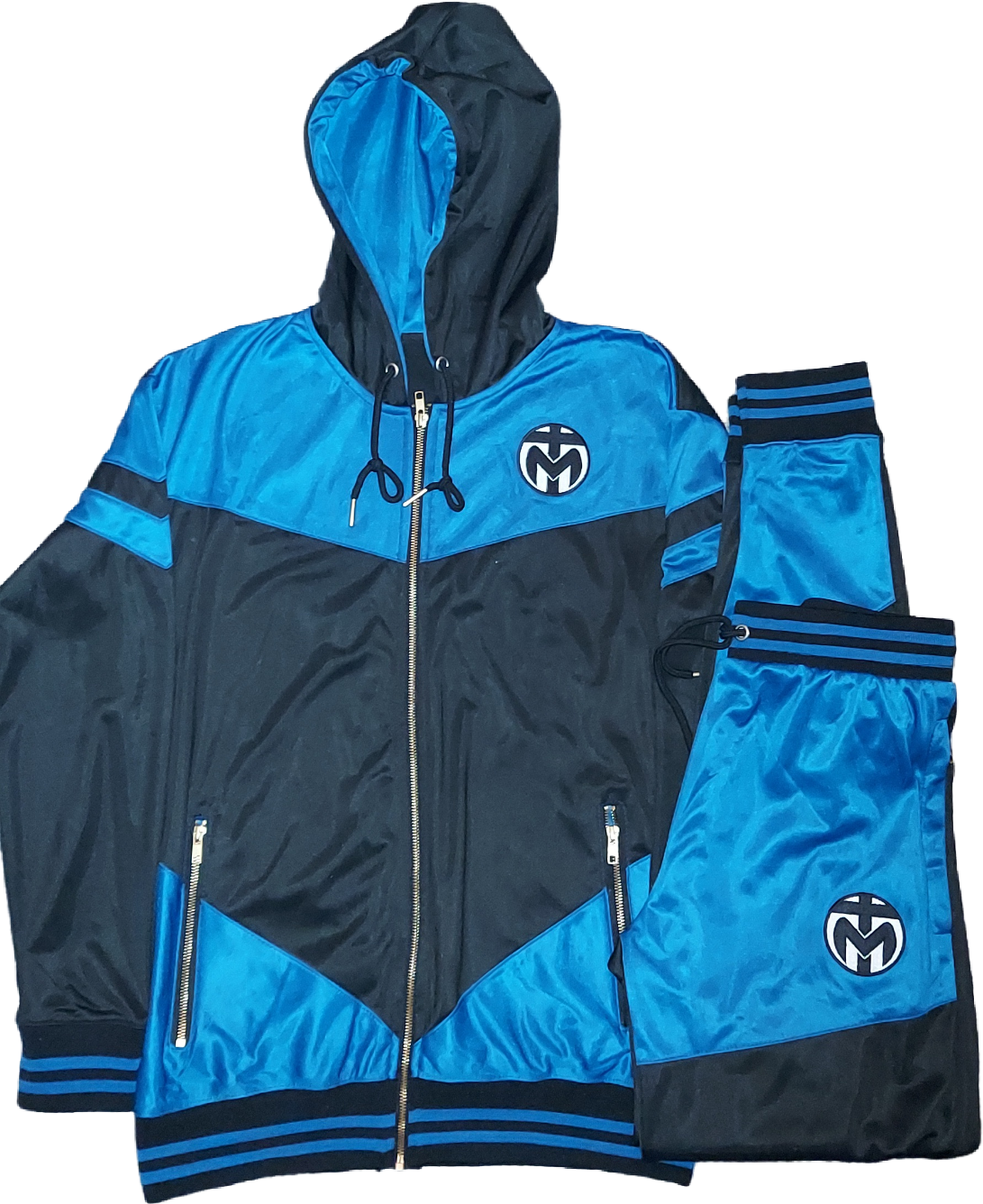 Blue and Black Trinda Polyester Tracksuit