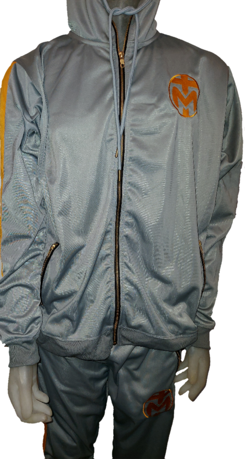 Grey with Gold stripes Trinda Polyester Tracksuit 