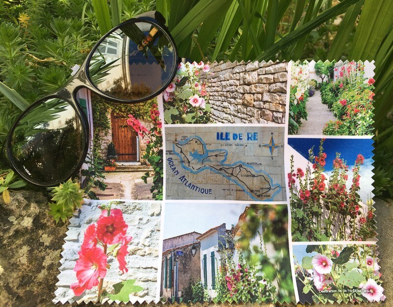 Essuie lunettes Roses trémières de l&#39;Île de Ré