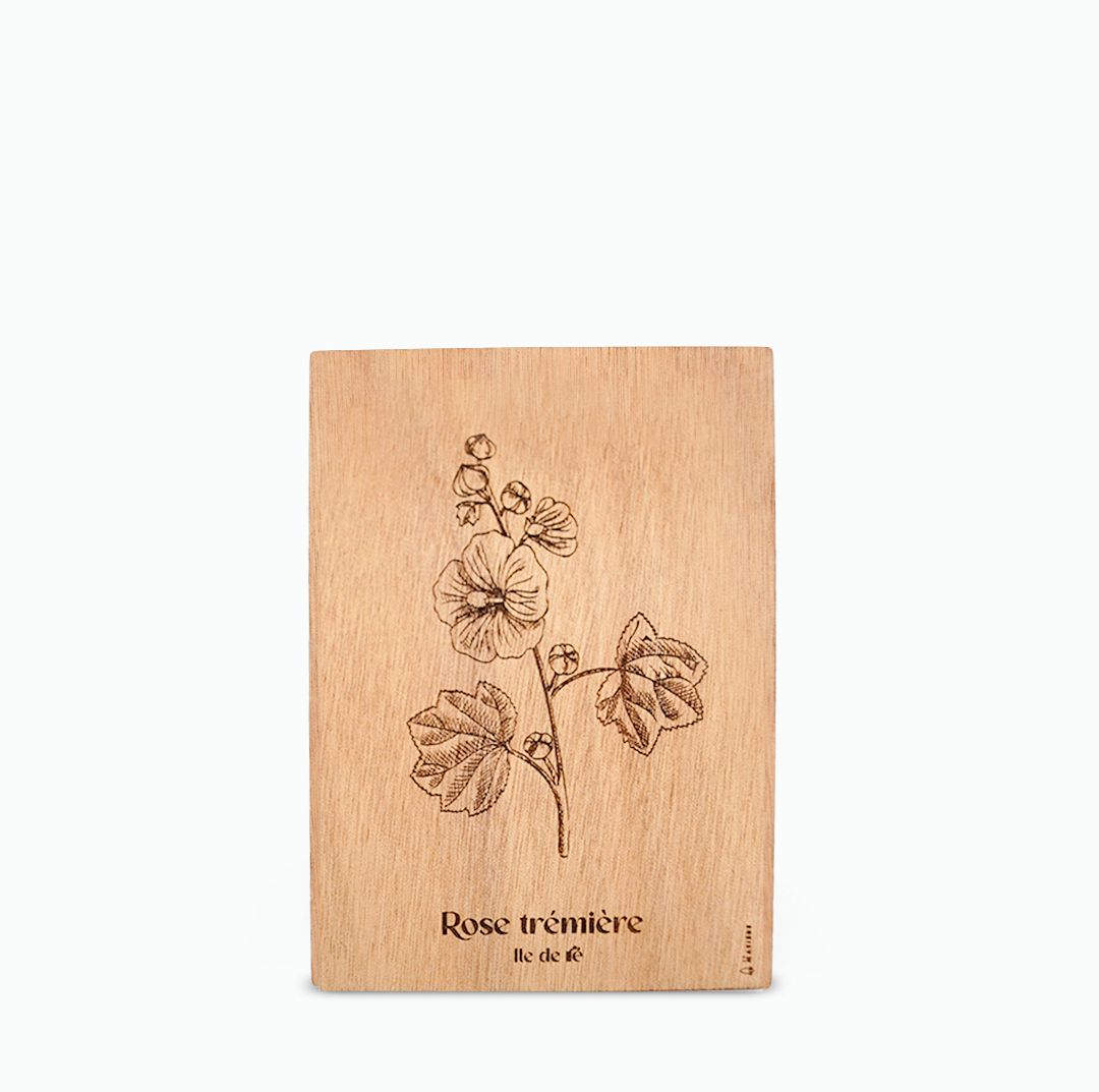 Carte en bois Rose Trémière