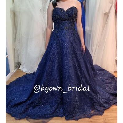 Couture Navy Blue Wedding Gown