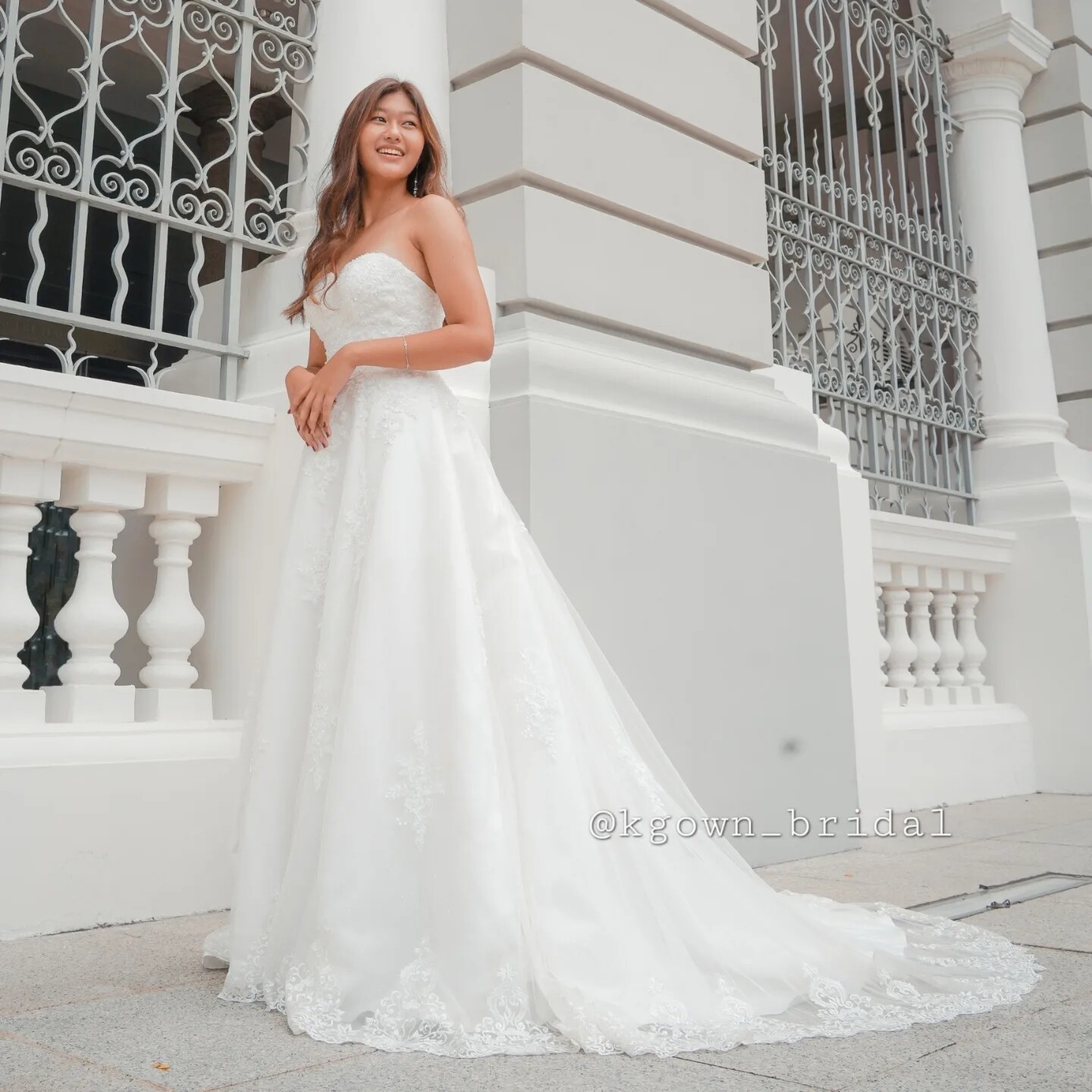 Sweetheart neckline A line wedding dress with lace