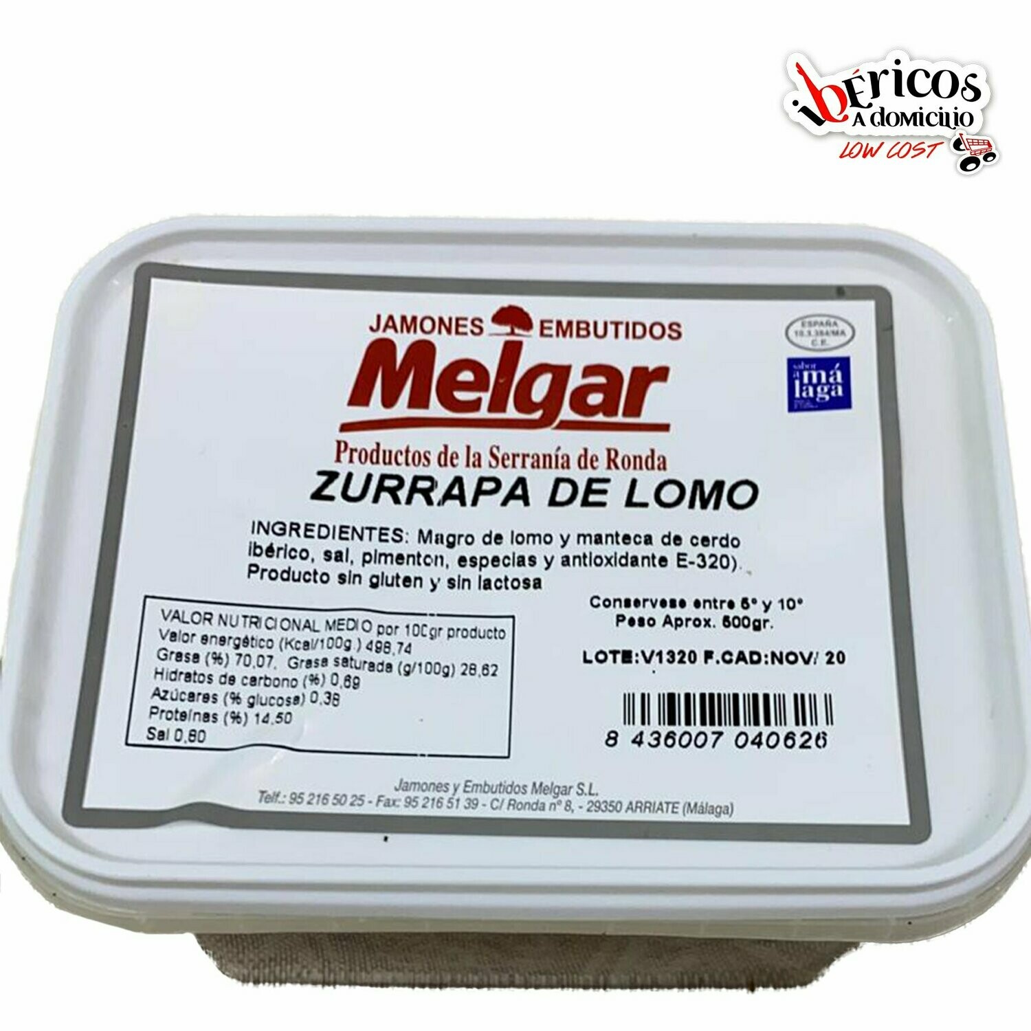 ZURRAPA DE LOMO 0,5 kg. Un manjar para disfrutar de sabrosas tostadas en los desayunos o meriendas.