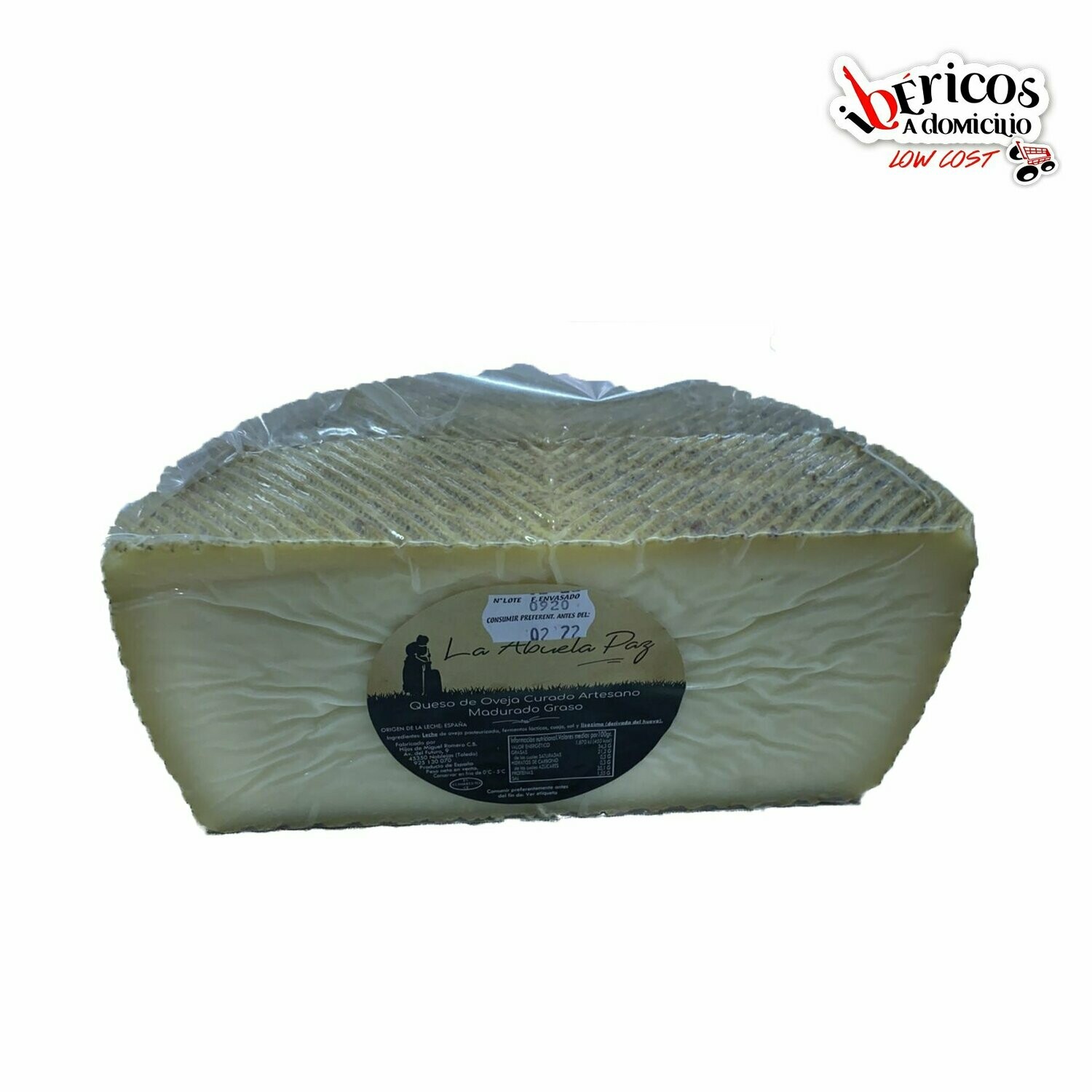 1/2QUESO «LA ABUELA PAZ» CURADO , Con leche pasteurizadaIntenso sabor y textura. Finalista en el Salón Gourmets 2019.