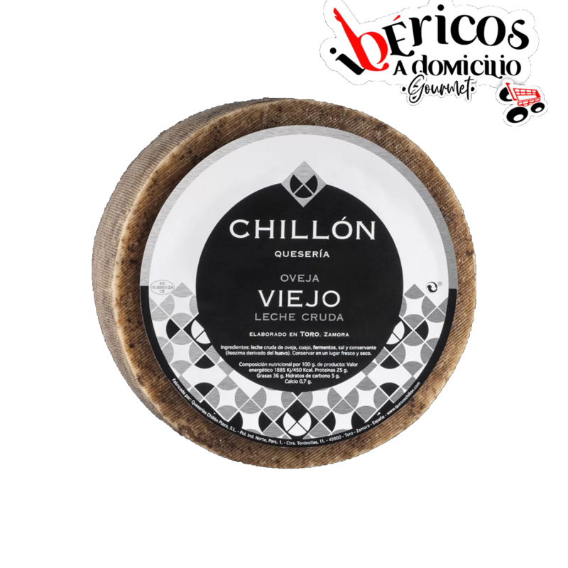 1/2 QUESO ARTESANAL VIEJO DE OVEJA "CHILLON" Tiene un sabor persistente sin ser agresivo en el paladar. Ideal para regalo.
