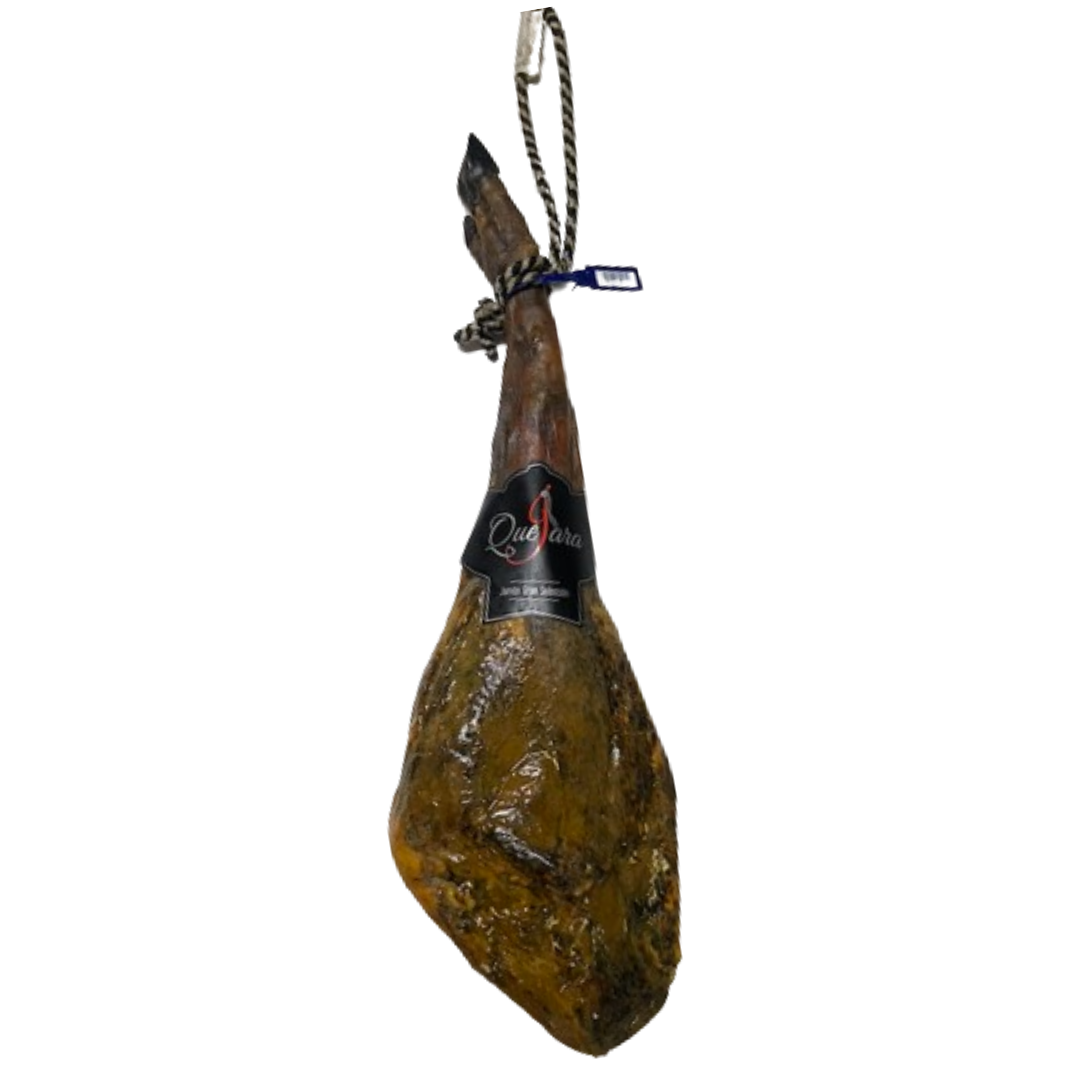 Jamón Gran Selección "Quejara": Un Tesoro Culinario que Despierta los Sentidos con Pura Raza  de 8 kg., Pata Fina y Grasa Veteada para una Experiencia Gourmet Única.