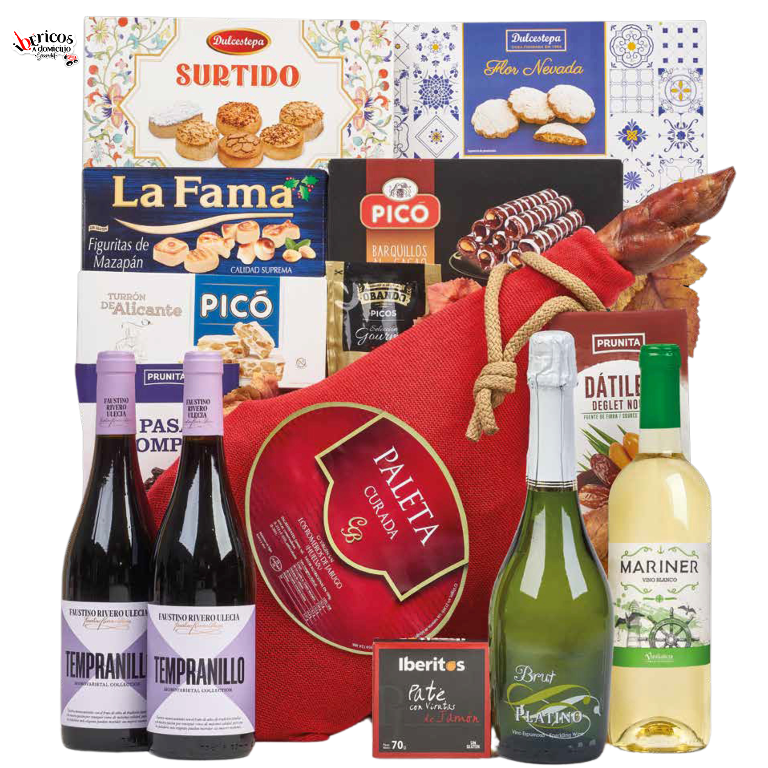 LOTE - CESTA DE NAVIDAD GOURMET  Jamonero 19 con Paleta Curada - Selección Especial de Ibéricos a Domicilio Gourmet.
