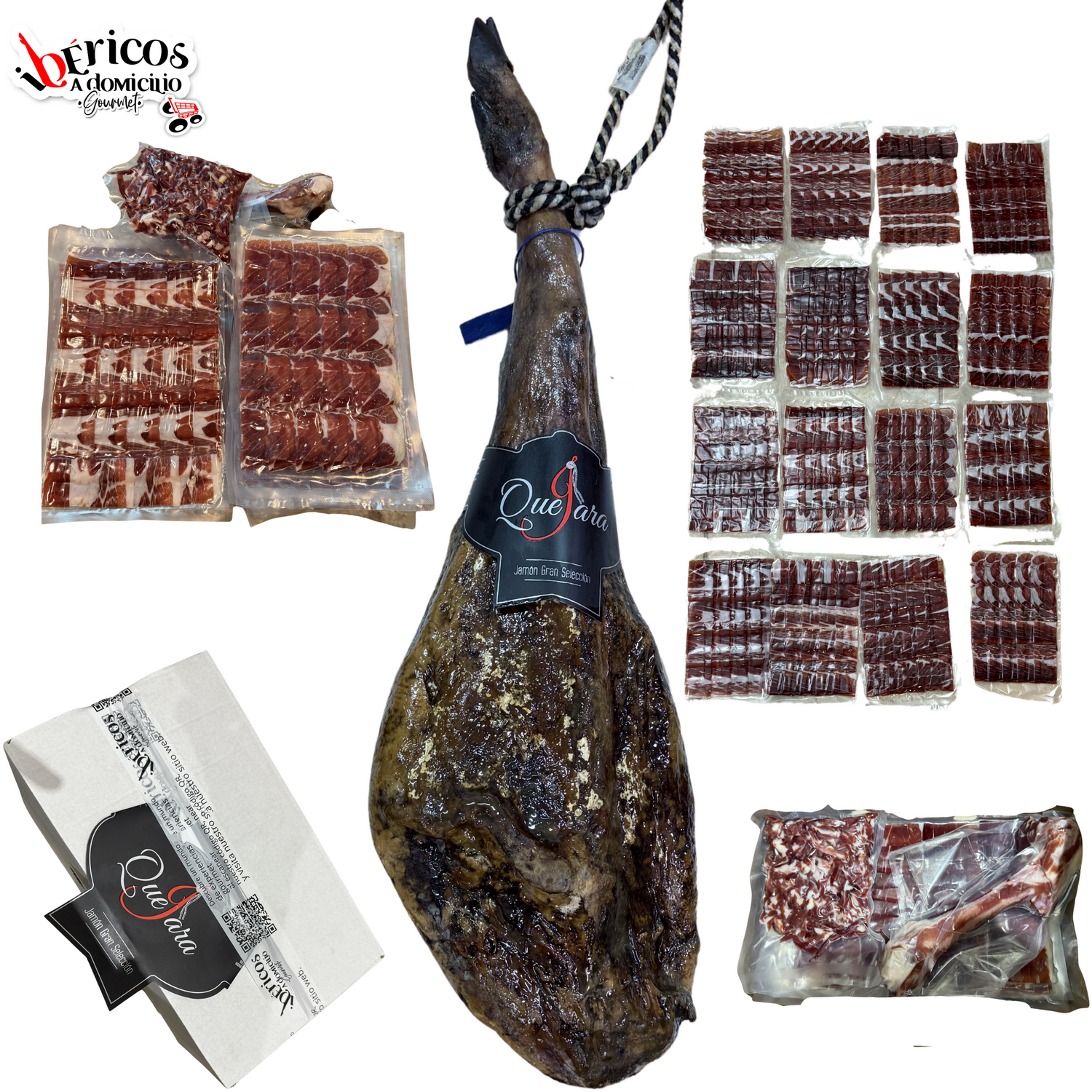 JAMÓN CORTADO A CUCHILLO Y ENVASADO AL VACIO JAMÓN GRAN SELECCIÓN "QUEJARA": Un Tesoro Culinario que Despierta los Sentidos.