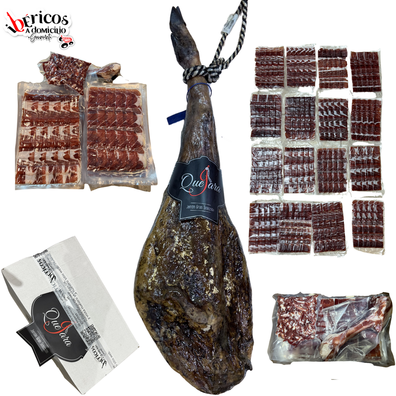 JAMÓN CORTADO A CUCHILLO Y ENVASADO AL VACIO JAMÓN GRAN SELECCIÓN "QUEJARA": Un Tesoro Culinario que Despierta los Sentidos.