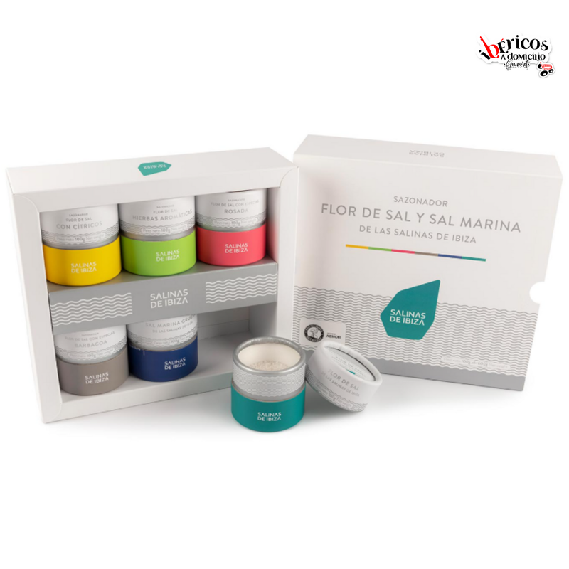 Pack 6 Variedades Salinas de Ibiza - Estuche Gourmet de Flor de Sal y Sal Marina, Regalo Perfecto