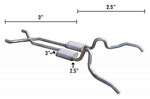 '62-'67 NOVA HYBRID 3" TO 2.5" CROSSMEMBER BACK W/ X-PIPE SYSTEM  SGN30R