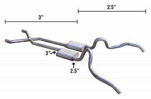 '62-'67 NOVA HYBRID 3" TO 2.5" CROSSMEMBER BACK W/ X-PIPE SYSTEM  SGN30R