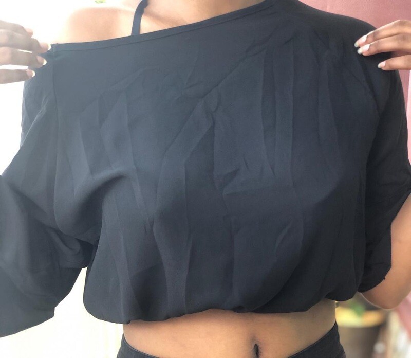 Black Off Shoulder Crop Top