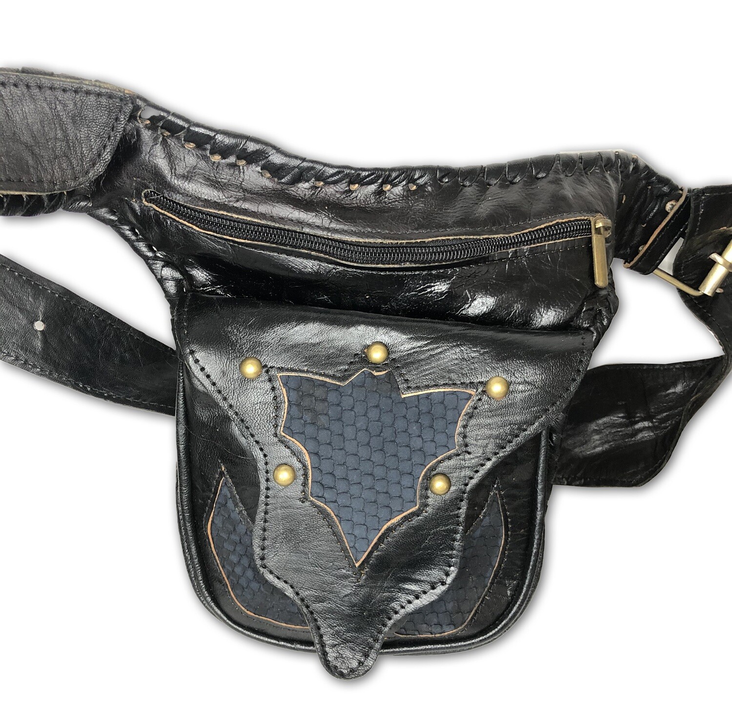 Black Moroccan Leather Hip Bag/Waist Bag/Cross Body Bag