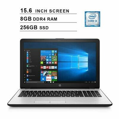 HP 15.6 Inch HD Laptop (Intel Dual Core i3-7100U 2.4 GHz, 8GB RAM, 256GB SSD, Intel UHD Graphics 620, WiFi, HDMI, Bluetooth, Windows 10) (Silver)