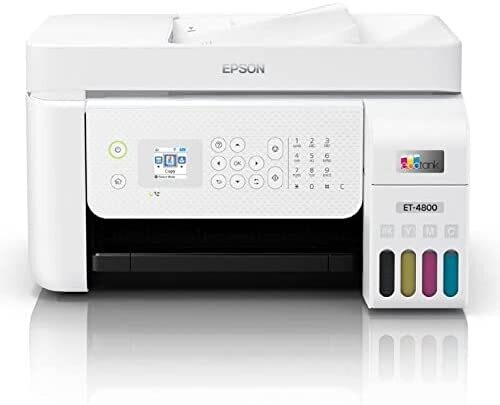 Epson Premium EcoTank 4800 Series All-in-One Color Inkjet Printer I Print Copy Scan Fax I Wireless Ethernet USB I Mobile &amp; Voice-Activated Printing I 30-Sheet ADF I Print Up to 10 ppm I 1.44&quot; LCD