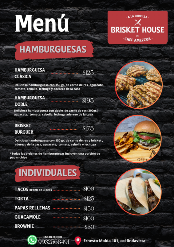 MENÚ HAMBURGUESAS Y PLATILLOS INDIVIDUALES